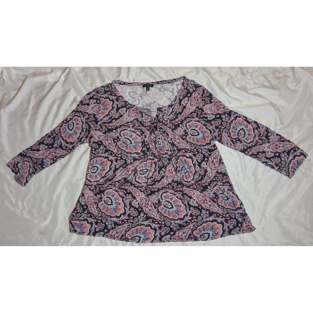Talbots Women's Paisley 3/4 Sleeve Blouse Size‎ Large